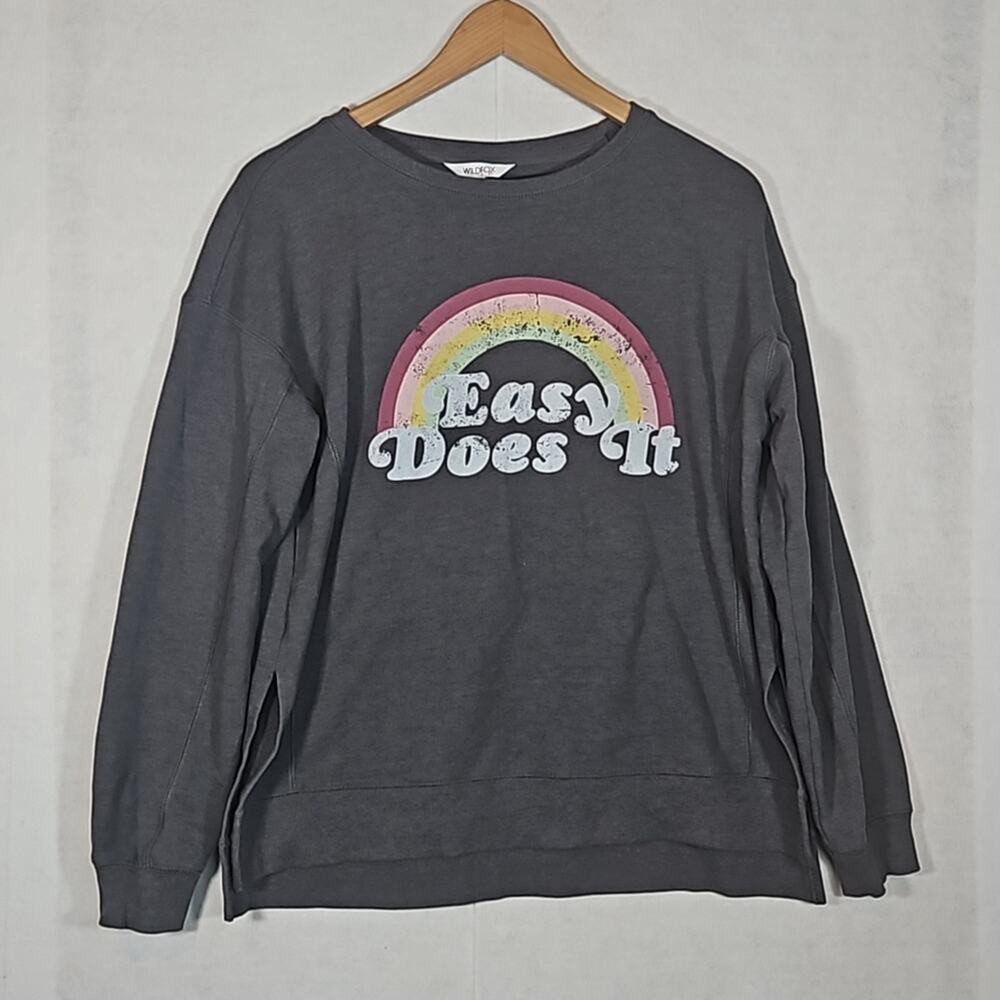 Wildfox "Easy Does It" Rainbow Sweatshirt - Grey Crewneck Pullover